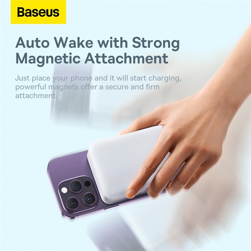 Baseus Magnetic Mini 20000mAh 20W Wireless Fast Charge Power Bank White (With Simple Series Charging Cable Type-C to Type-C (20V/3A) 30cm – PPCX150002 – 6 Months Warranty