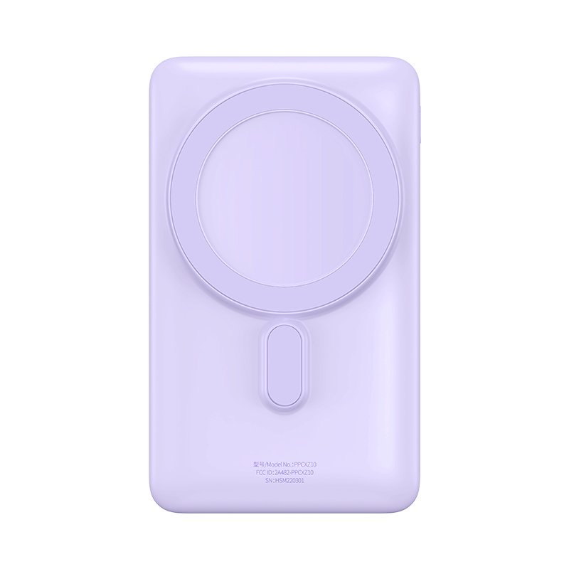 Baseus Wireless-10000mAh-20W-Magnetic Bracket-Fast Charge-Power Bank-Purple-Cable Type-C to Type-C 60W-PPCX080005 – 6 Months Warranty